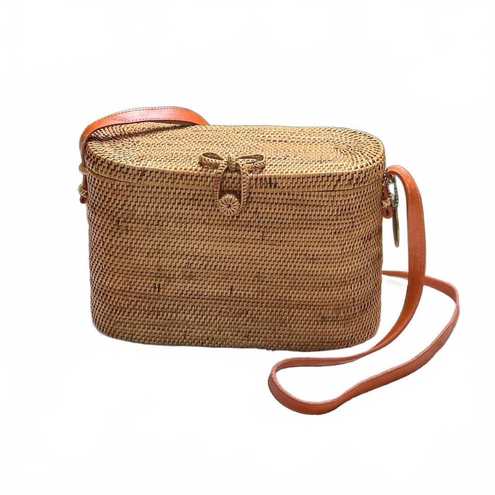 NEW THE WINDING ROAD women's ata vine cross body tote bag with flat top in brown